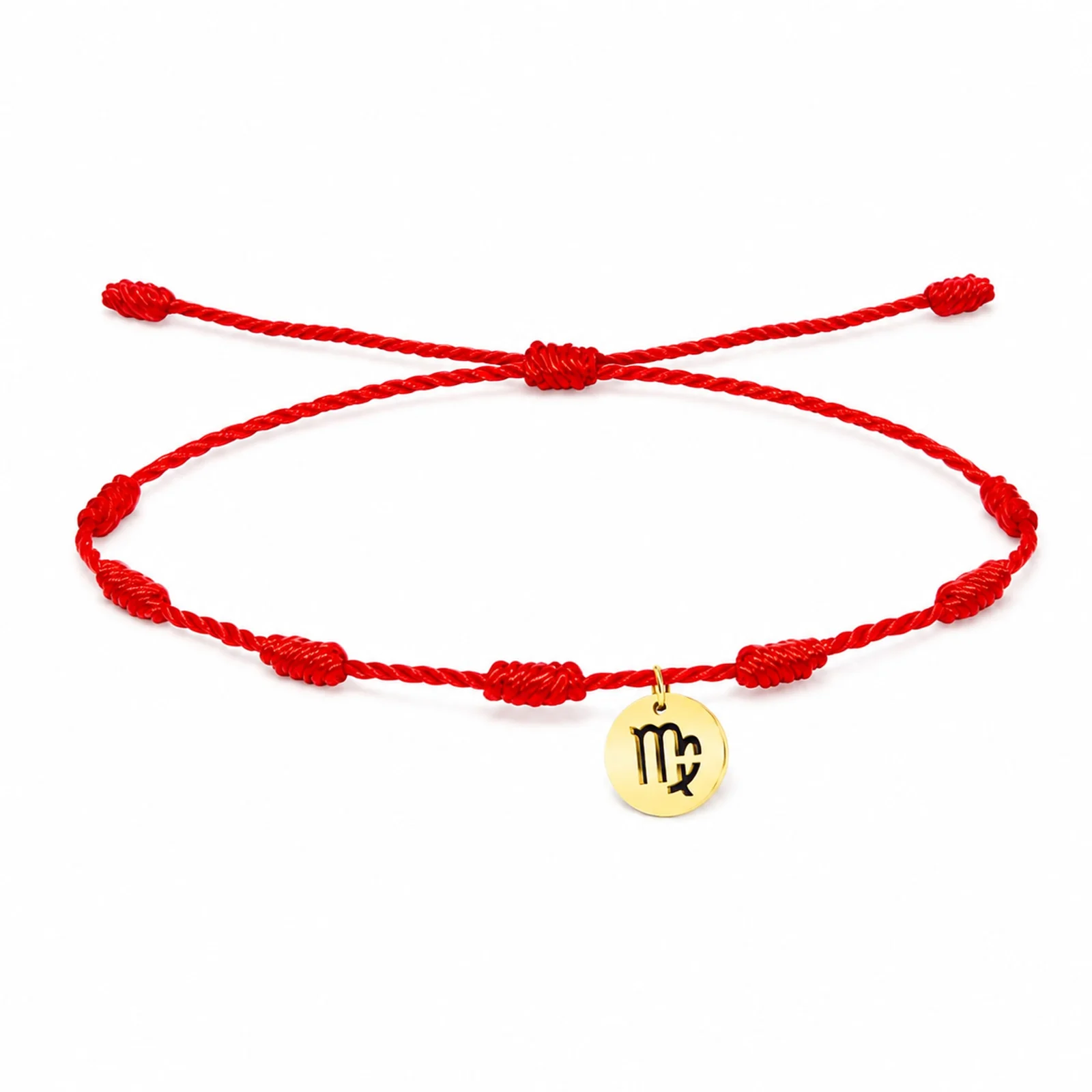 PULSERA 7 NUDOS CON VIRGO ACERO. COLOR DORADO