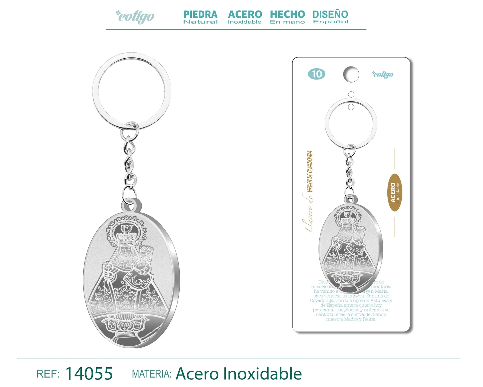 LLAVERO VIRGEN DE COVADONGA ACERO INOXIDABLE