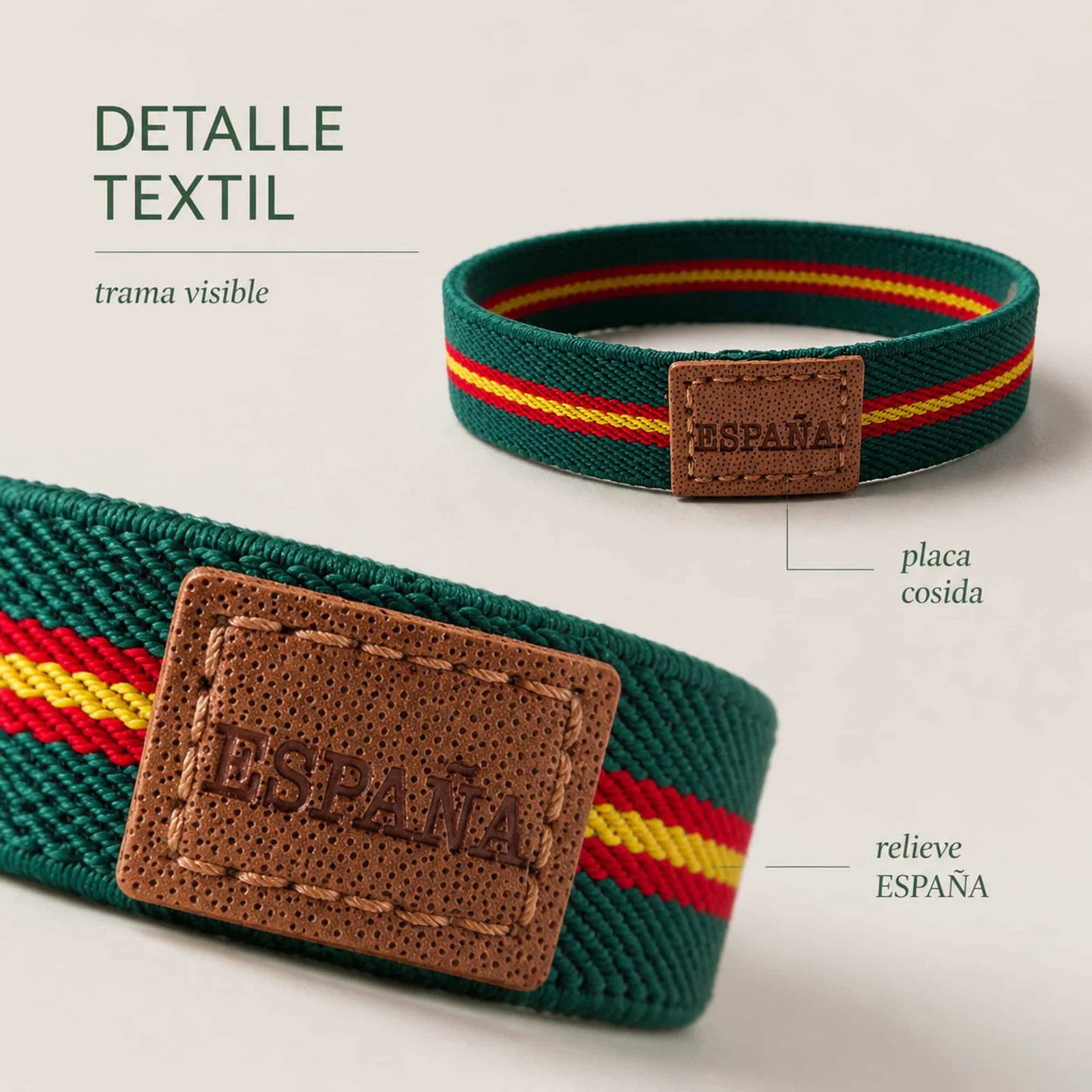 PULSERA ESPAÑA ELÁSTICO ANCHO 1.5CM VERDE