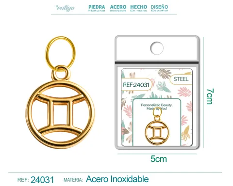 CHARM DE ZODÍACO GÉMEOS ACERO COLOR DORADO