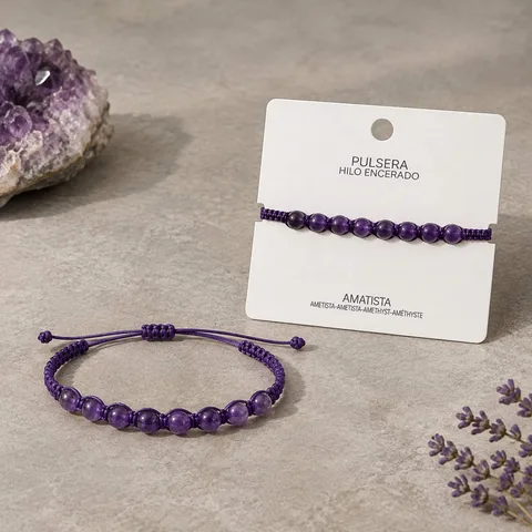 PULSERA HILO ENCERADO CON AMATISTA