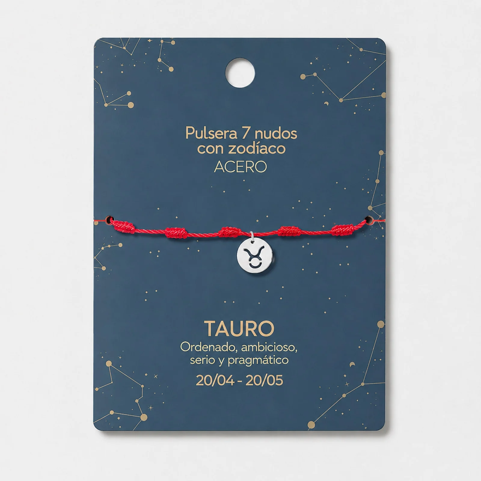 PULSERA 7 NUDOS CON TAURO ACERO. COLOR PLATEADO