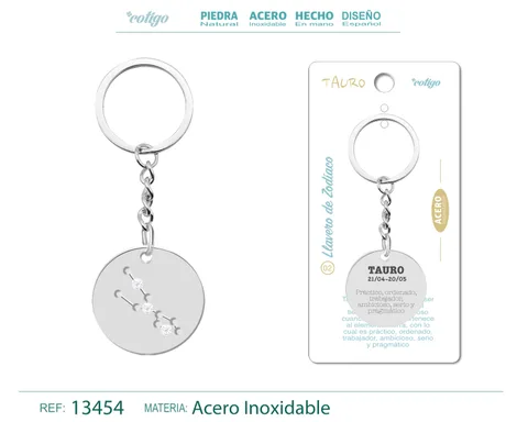 LLAVERO ACERO CON ZODIACO TAURO