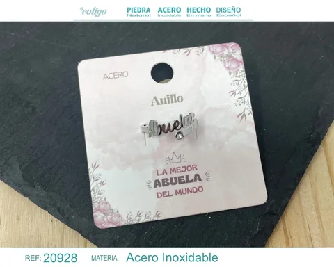 ANILLO PARA ABUELA ACERO COLOR PLATEADO
