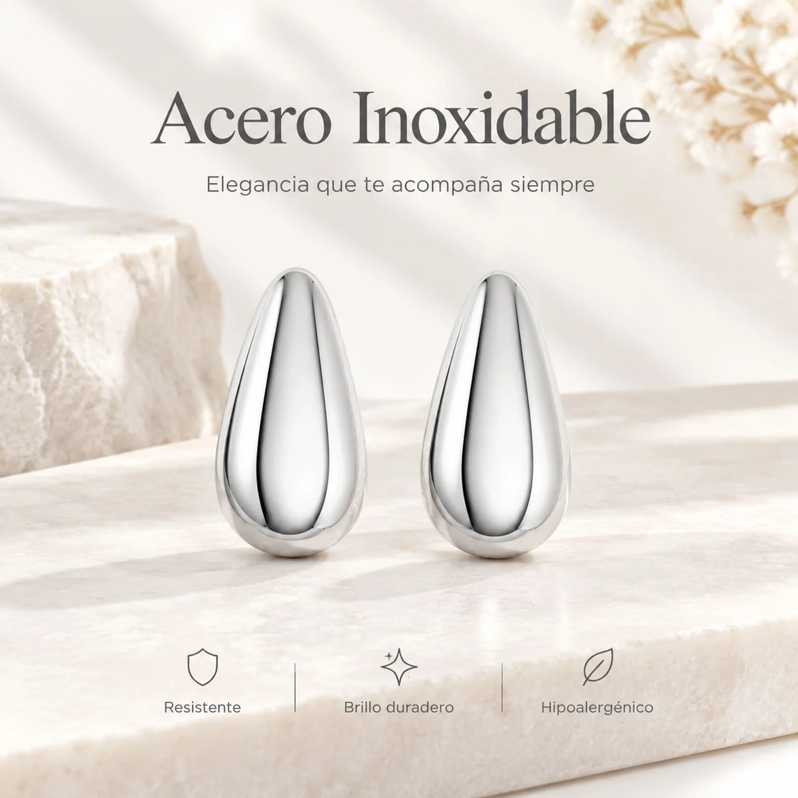 Pendiente Acero Inoxidable color Plateado
