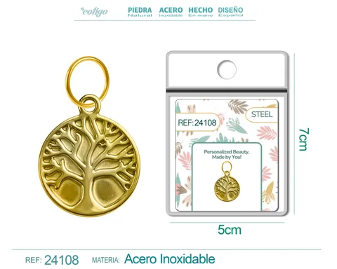 CHARM ACERO DORADO CHAPADO ORO 14 K