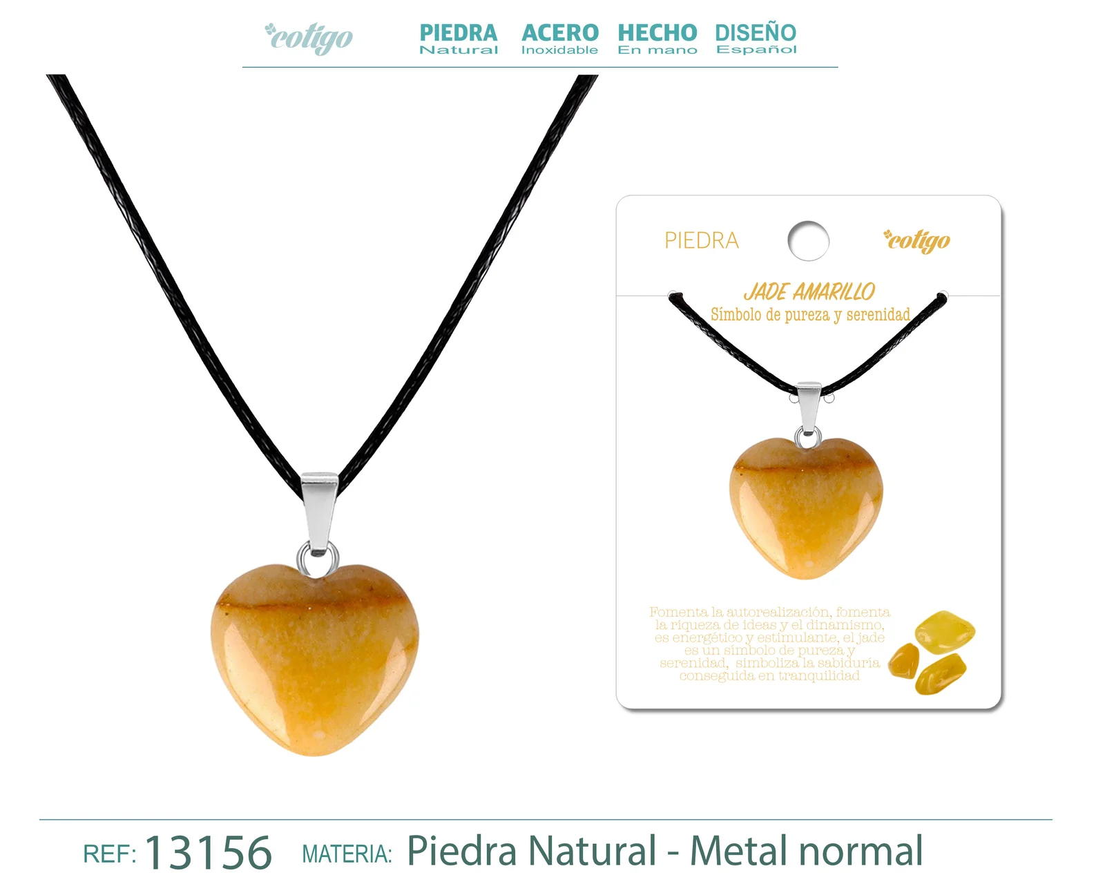COLGANTE CORAZÓN DE PIEDRA JADE AMARILLO