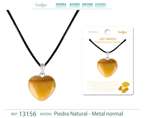 COLGANTE CORAZÓN DE PIEDRA JADE AMARILLO