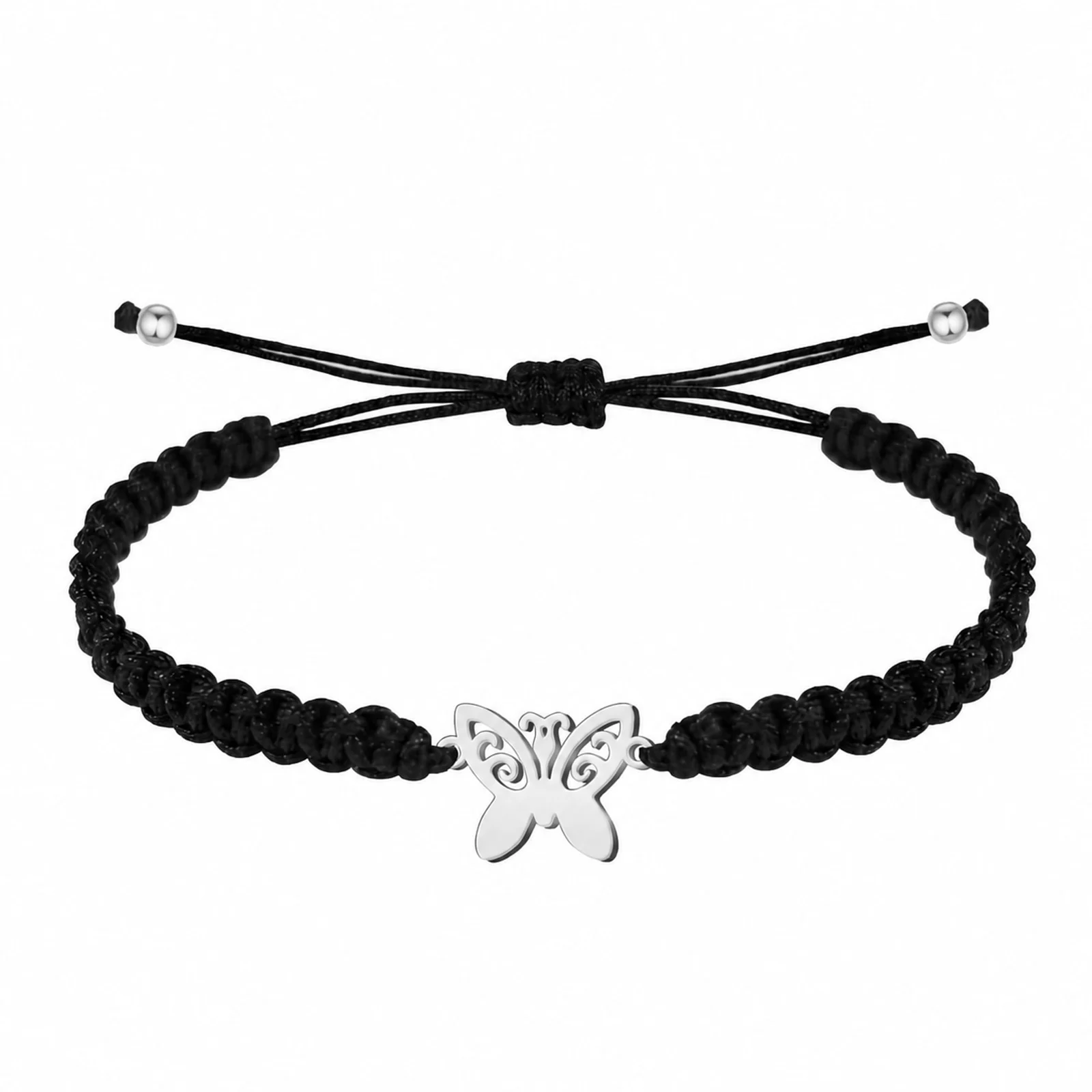 PULSERA HILO DESTINO  CON MARIPOSA ACERO PLATEADO