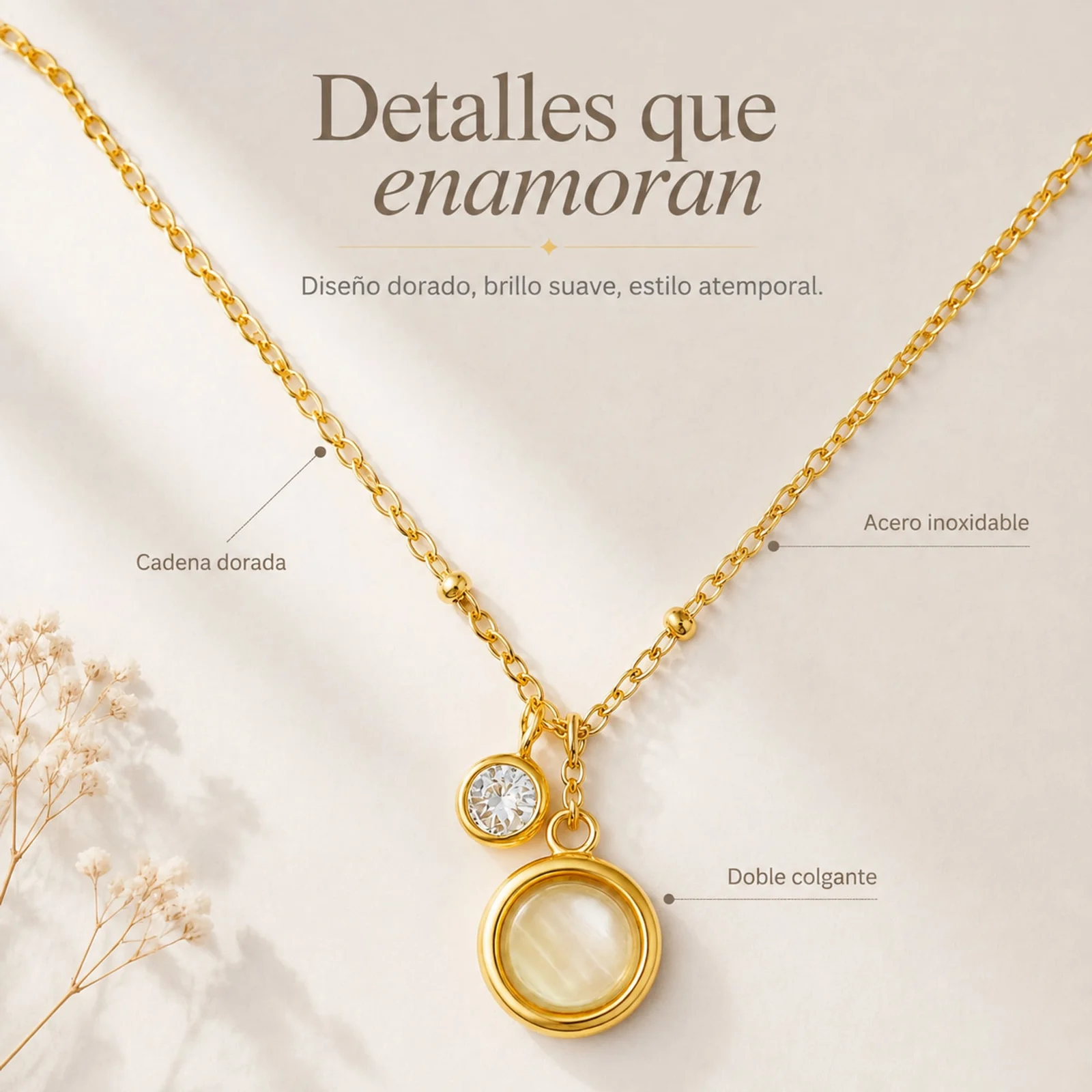 COLLAR ACERO INOXIDABLE CON SOBRE