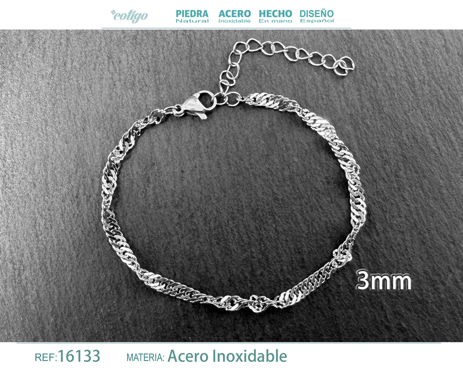 PULSERA DE CADENA ACERO PLATEADO