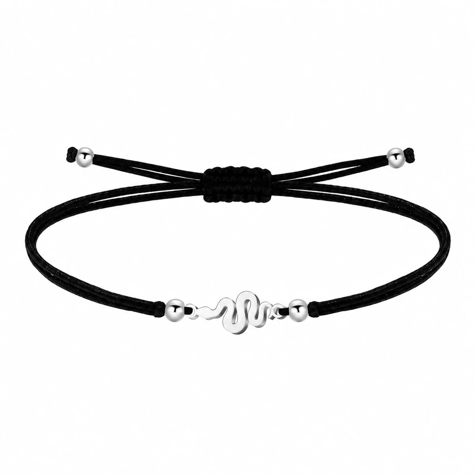 PULSERA SERPIENTE PLATEADO DE HILO EN.NEGRO