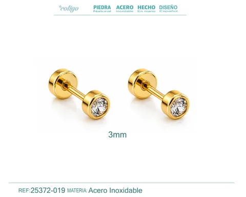Pendiente-Piercing Bañado Oro 18K y con Circonita