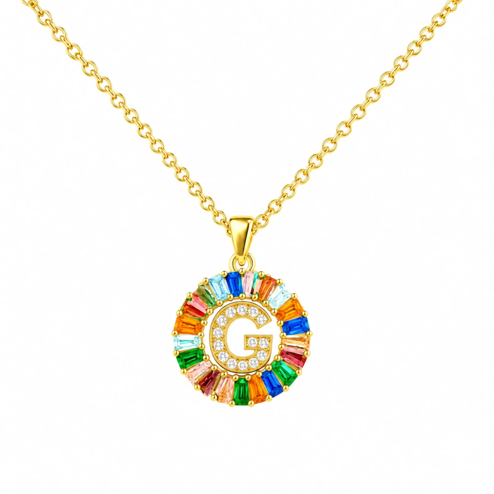 COLGANTE LETRA G CHAPADO ORO 14K CON CIRCONITA