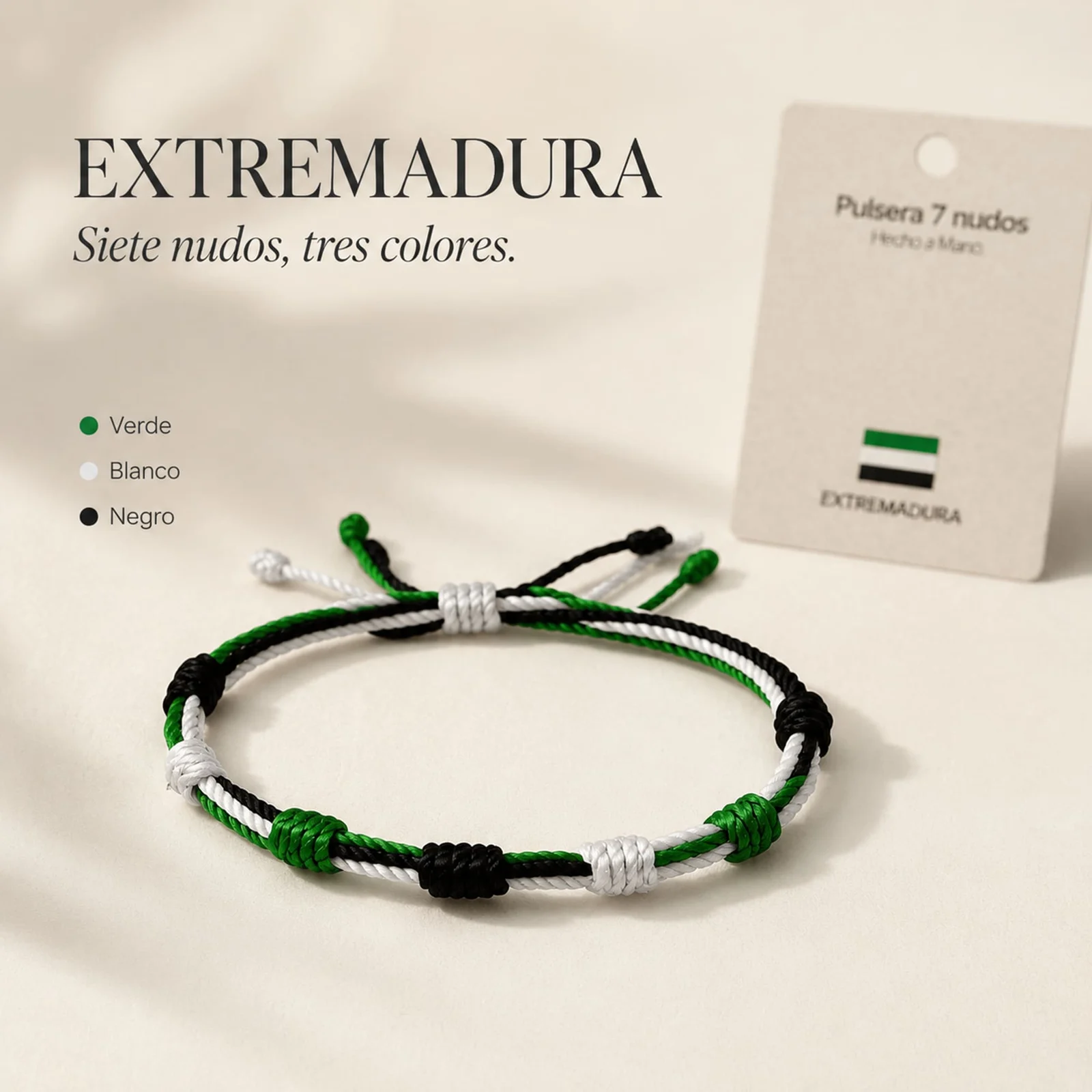 PULSERA 7 NUDOS DE BANDERA DE  EXTREMADURA