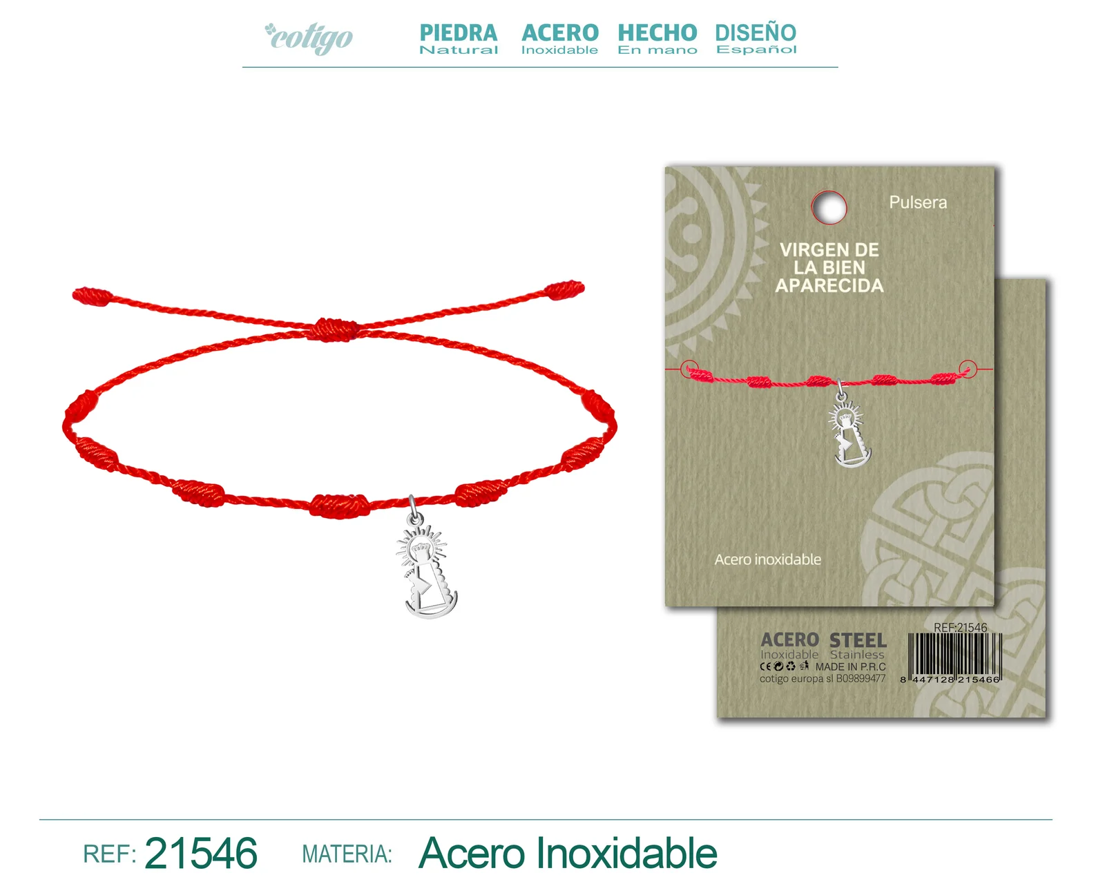 PULSERA 7 NUDOS CON VIRGEN DE LA BIEN APARECIDA