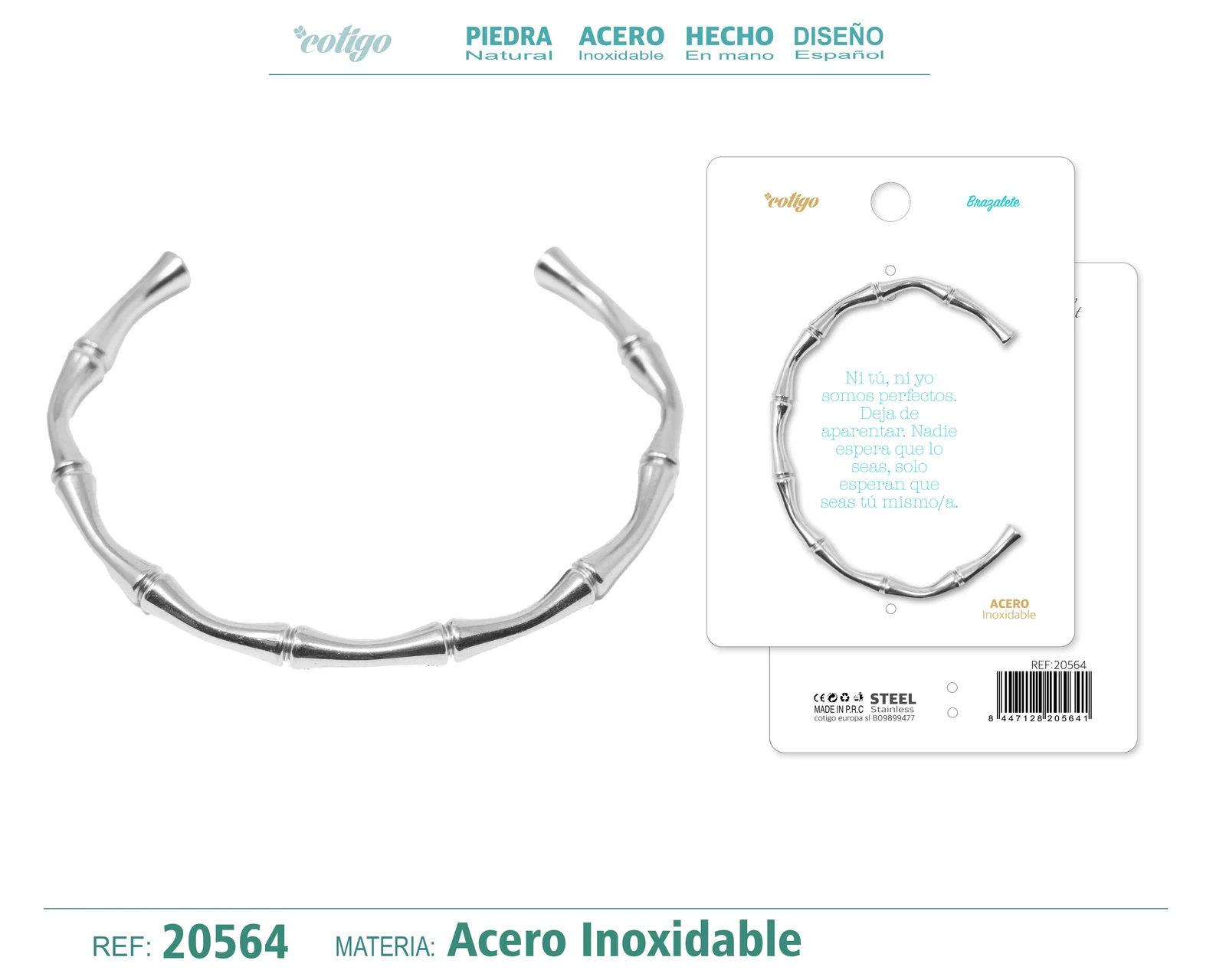 BRAZALETE ACERO COLOR PLATEADO