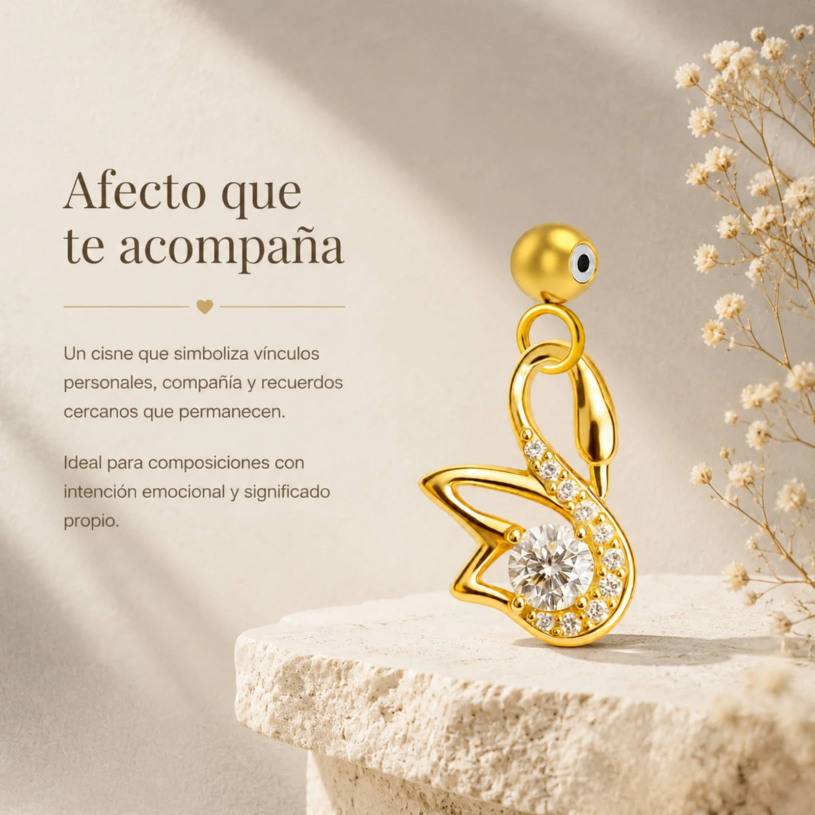 CHARM DE COBRE CHAPADO ORO 14K CON CIRCONITA-CON BOLA DE GOMA