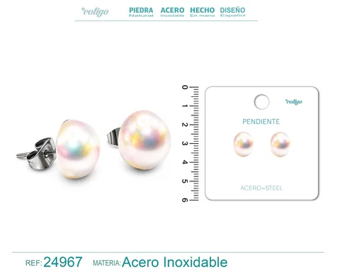 PENDIENTE DE PERLA CON ACCESORIO ACERO