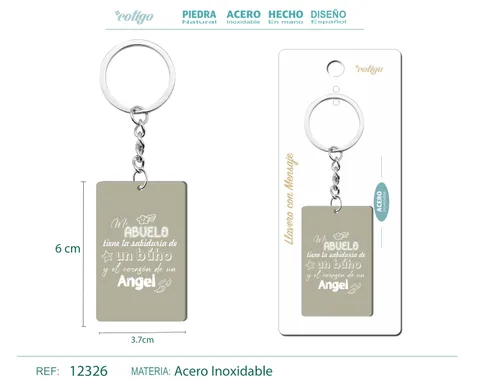 LLAVERO MENSAJE COLORES CON ACCESORIO ACERO
