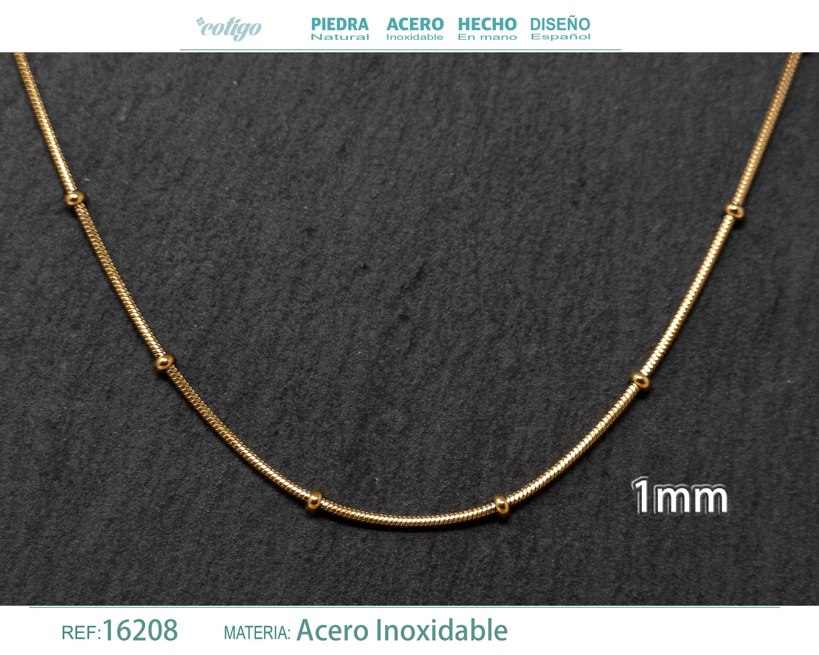 COLLAR DE CADENA ACERO DORADO