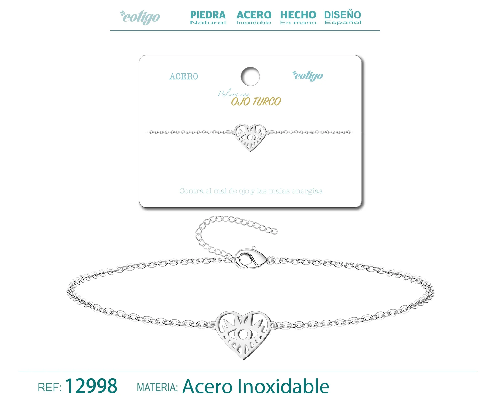 PULSERA OJO TURCO  ACERO PLATEADO