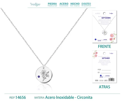 COLLAR ACERO PARA NACIMIENTO DE SEPTIEMBRE PLATEADO