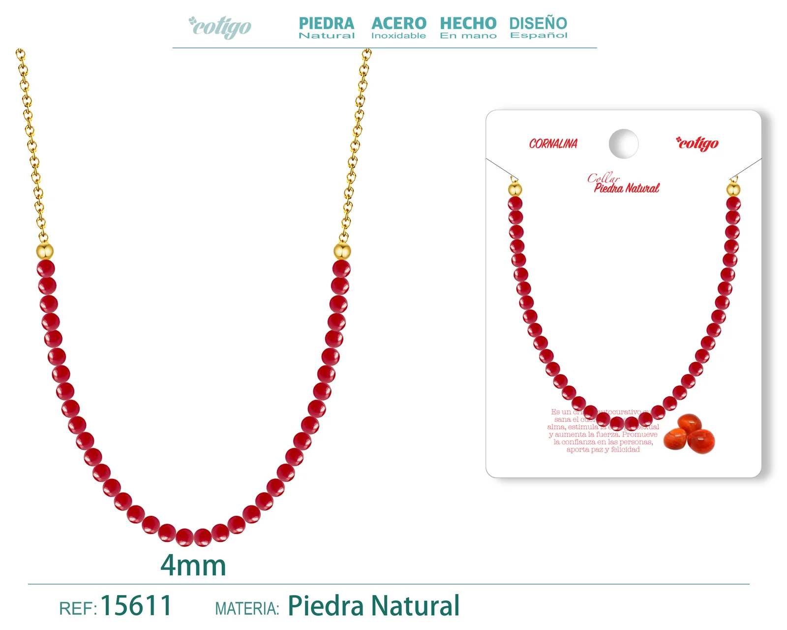 COLLAR CORNALINA 4MM