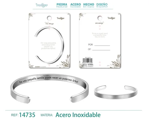 BRAZALETE ACERO CON MENSAJE ESPAÑOL