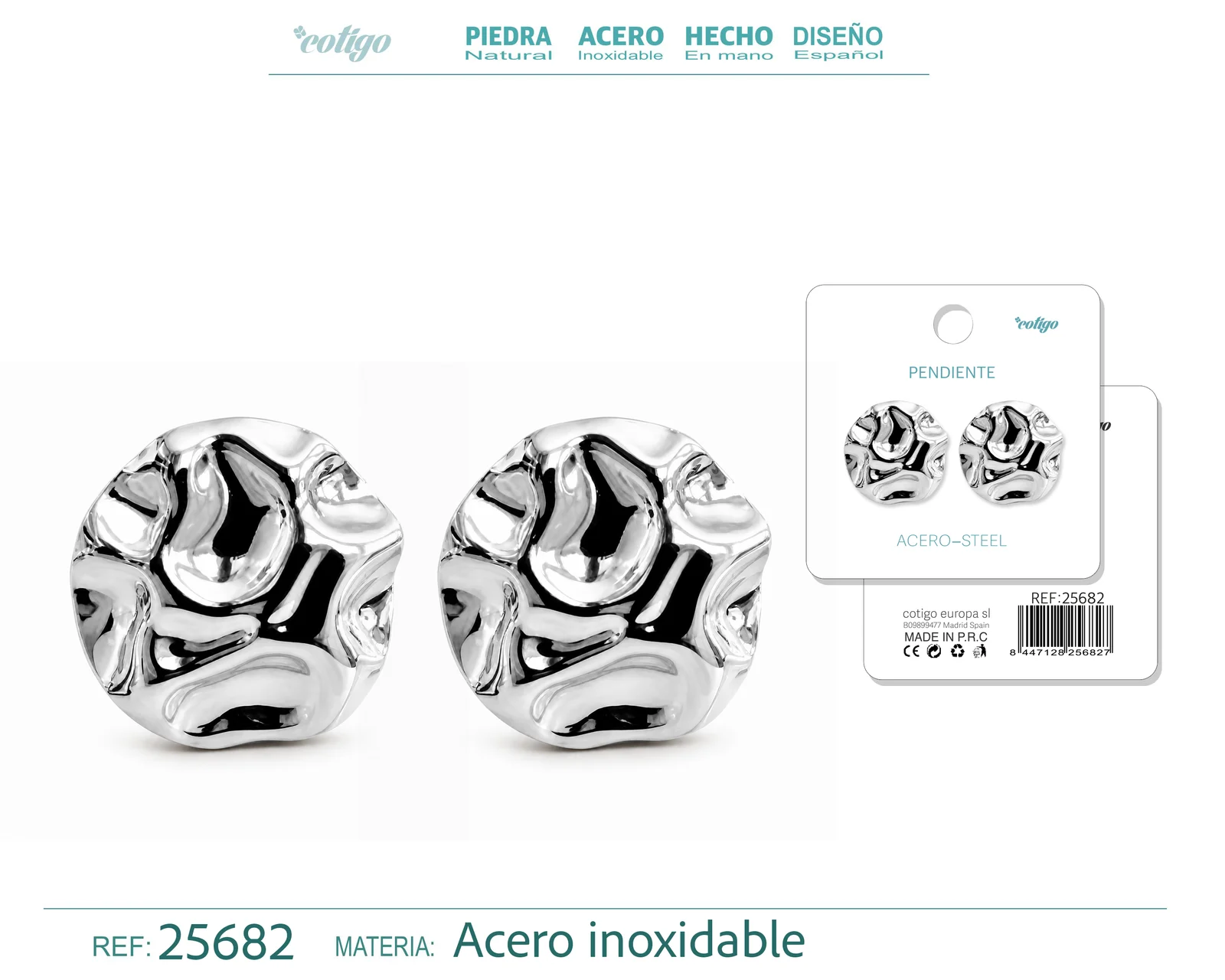 Pendiente Acero Inoxidable color Plateado