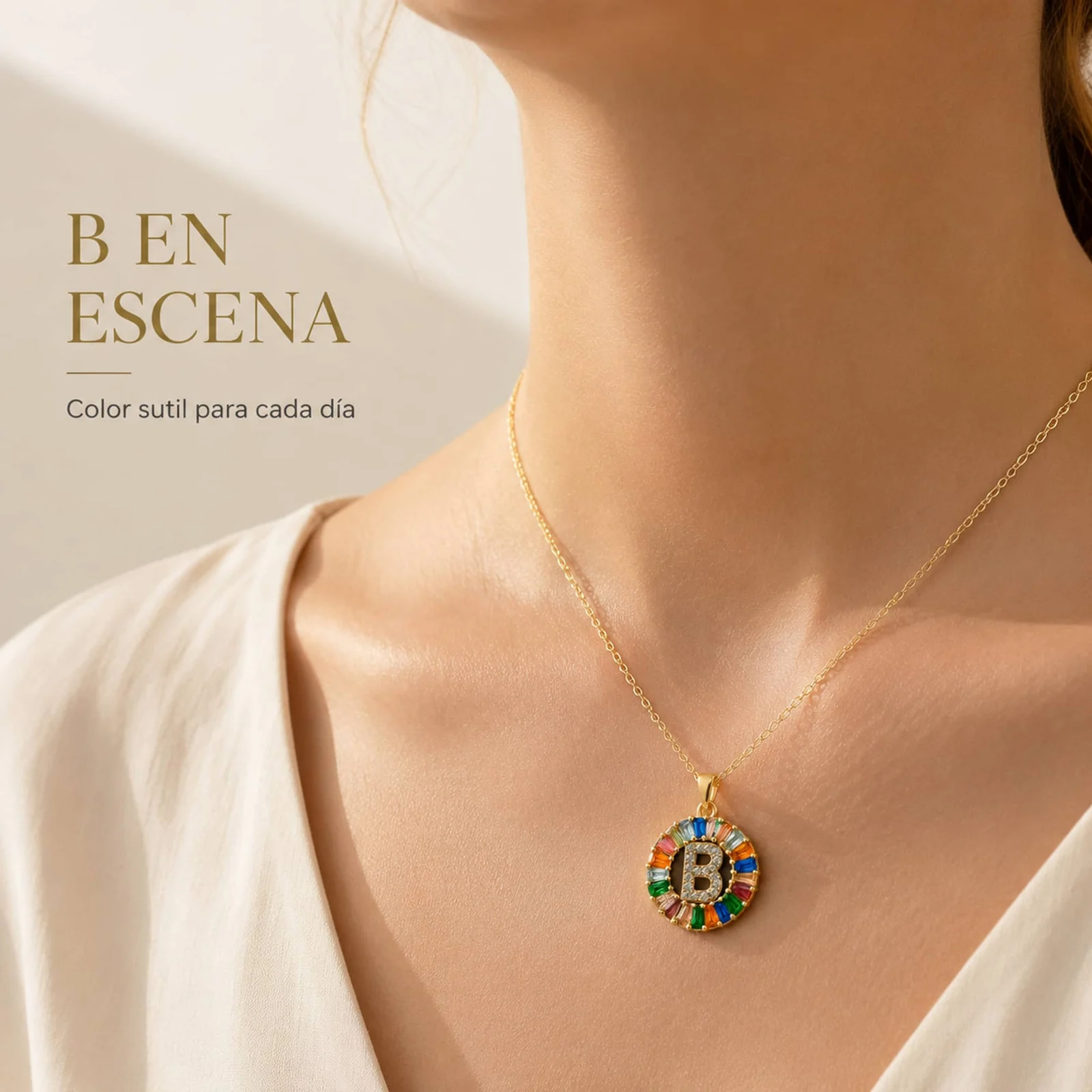 COLGANTE LETRA B CHAPADO ORO 14K CON CIRCONITA