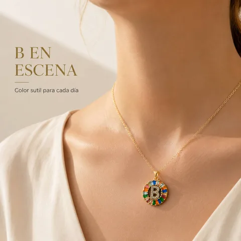 COLGANTE LETRA B CHAPADO ORO 14K CON CIRCONITA