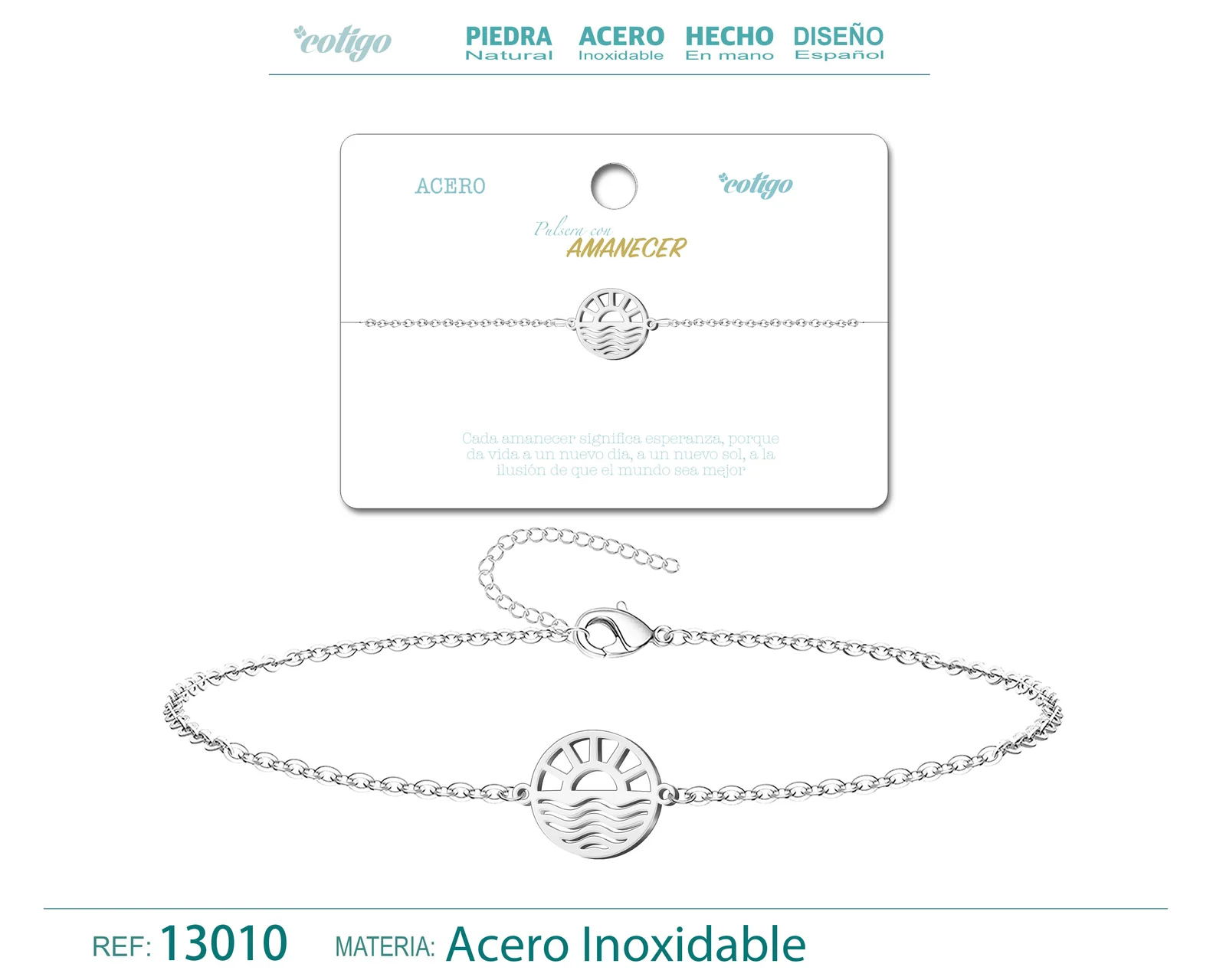 PULSERA AMANECER  ACERO PLATEADO