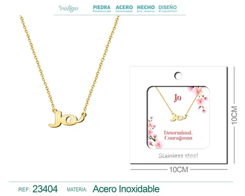 COLLAR NOMBRE INGLES JO ACERO CON SOBRE