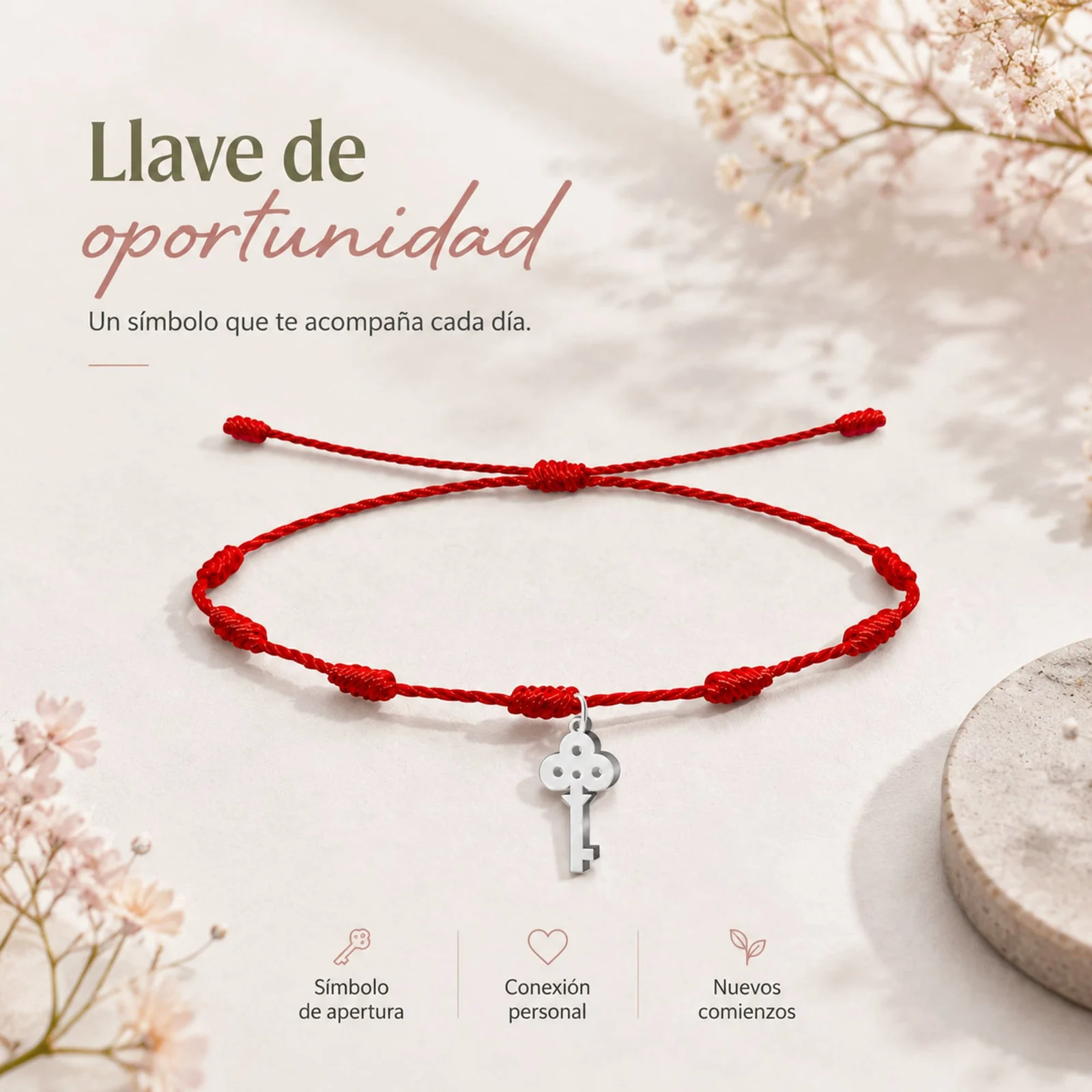 PULSERA 7 NUDOS CON LLAVE COLOR PLATEADO