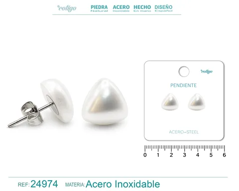 PENDIENTE DE PERLA CON ACCESORIO ACERO