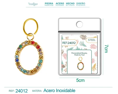 CHARM DE LETRA O ACERO COLOR DORADO CON CIRCONITA
