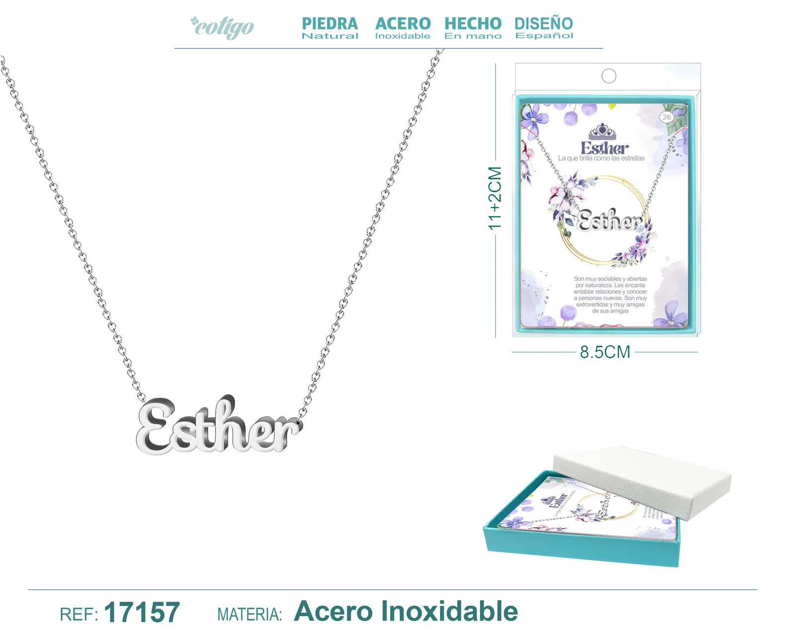 COLLAR ESTHER ACERO COLOR PLATEADO