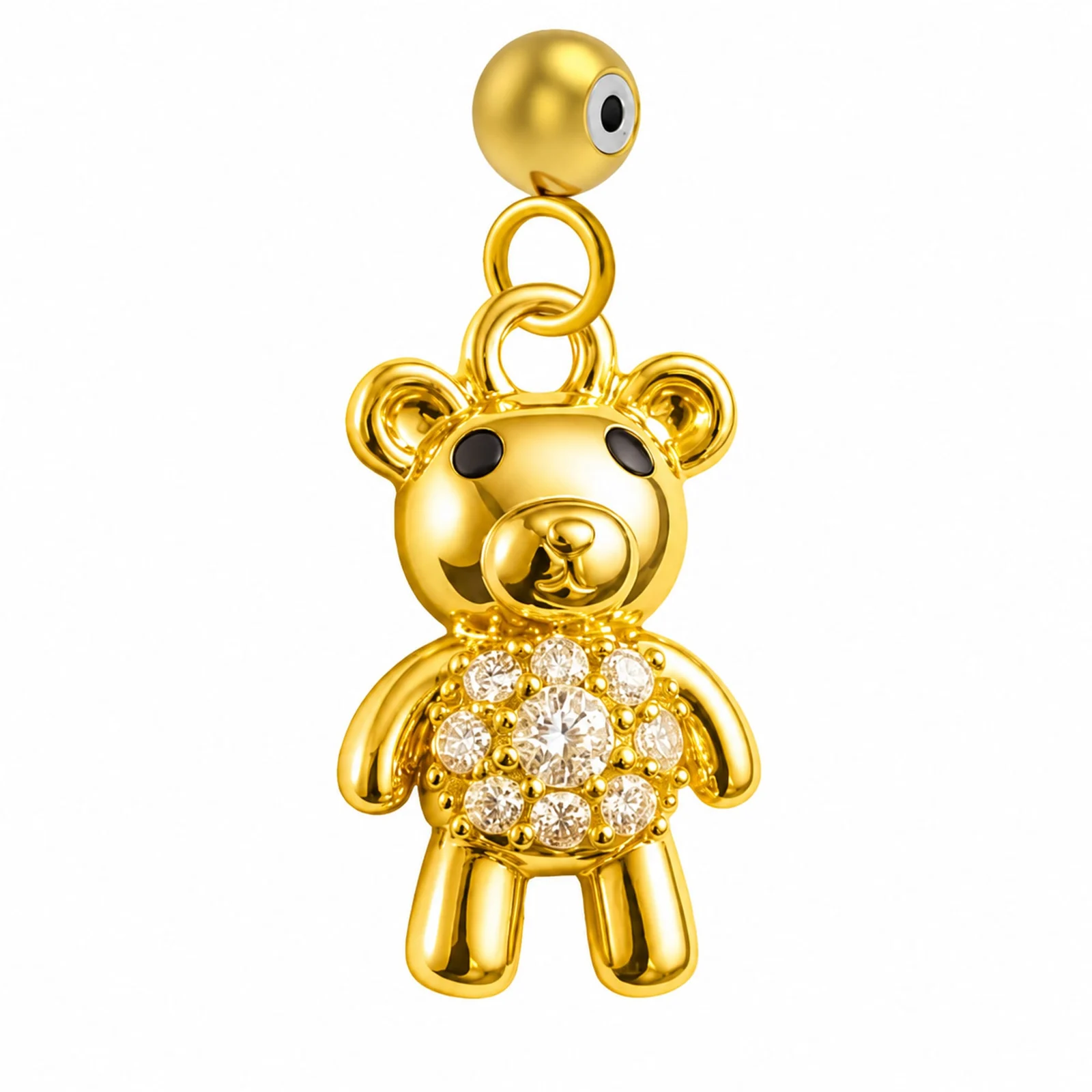 CHARM DE COBRE CHAPADO ORO 14K CON CIRCONITA-CON BOLA DE GOMA