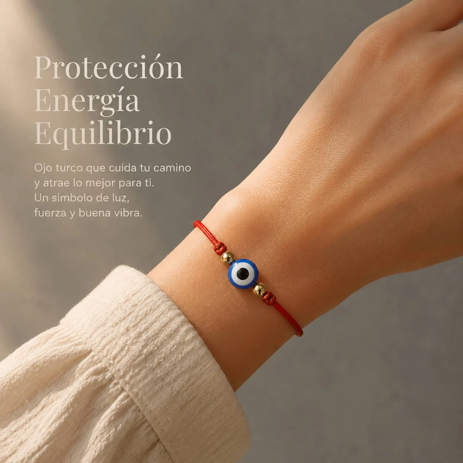 PULSERA HILO ENCERADO ROJO-OJO TURCO