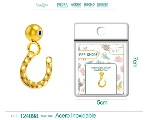 CHARM ACERO DORADO CHAPADO ORO 14 K-CON BOLA DE GOMA