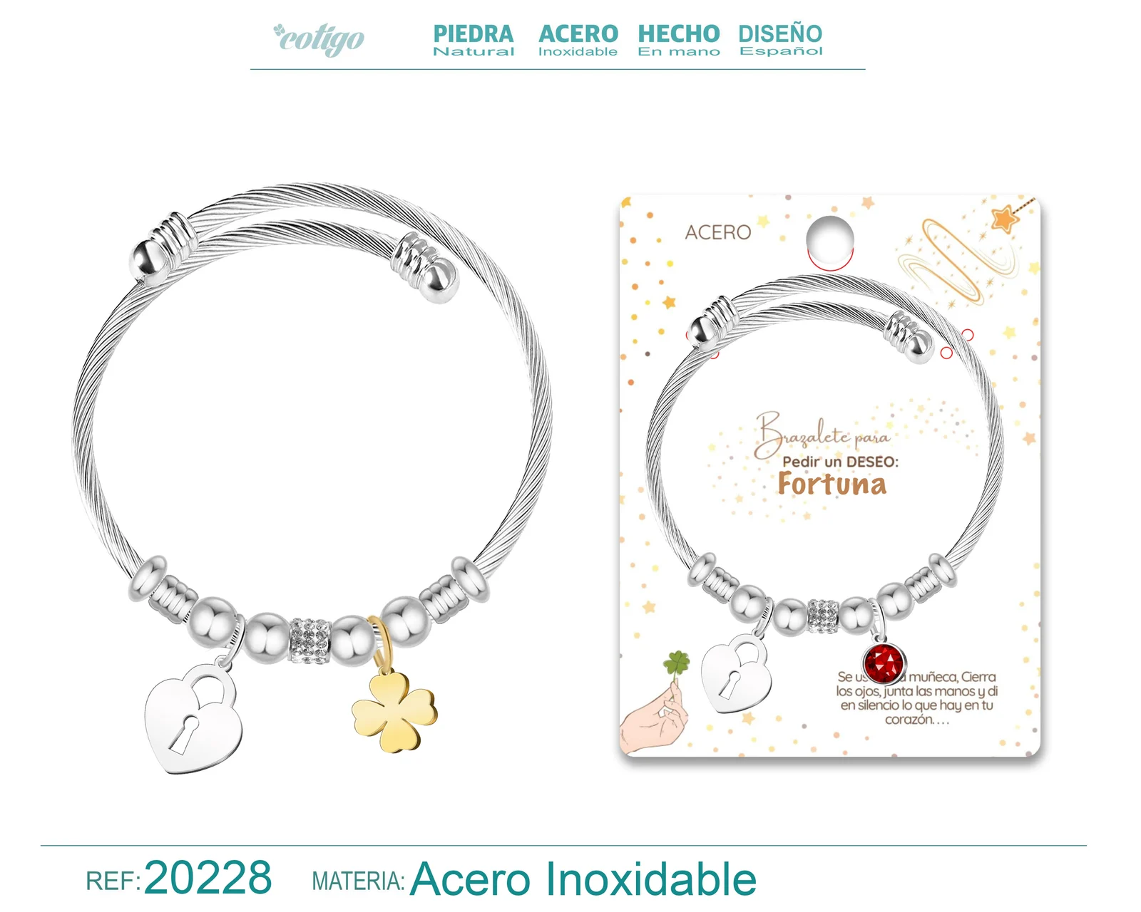 BRAZALETE CON CANDADO ACERO PARA DESEO: FURTUNA