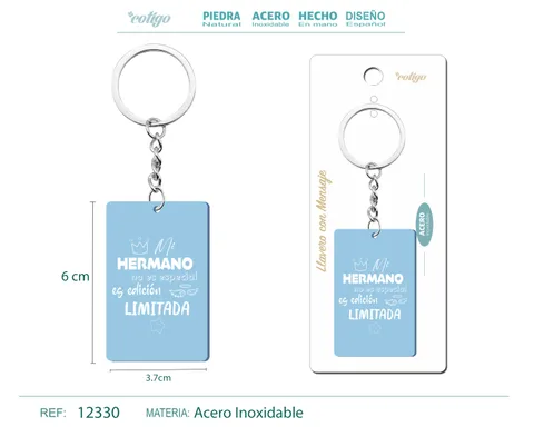 LLAVERO MENSAJE COLORES CON ACCESORIO ACERO