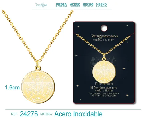 COLGANTE TETRAGRAMMATON ACERO COLOR DORADO