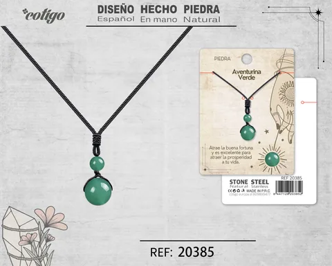 COLGANTE DE AVENTURINA VERDE DE BOLA 14MM
