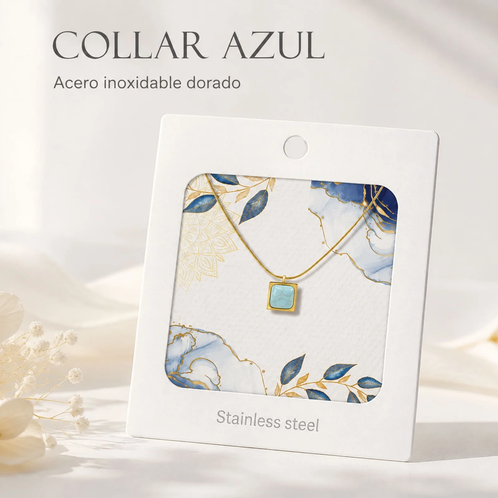 COLLAR ACERO INOXIDABLE CON SOBRE