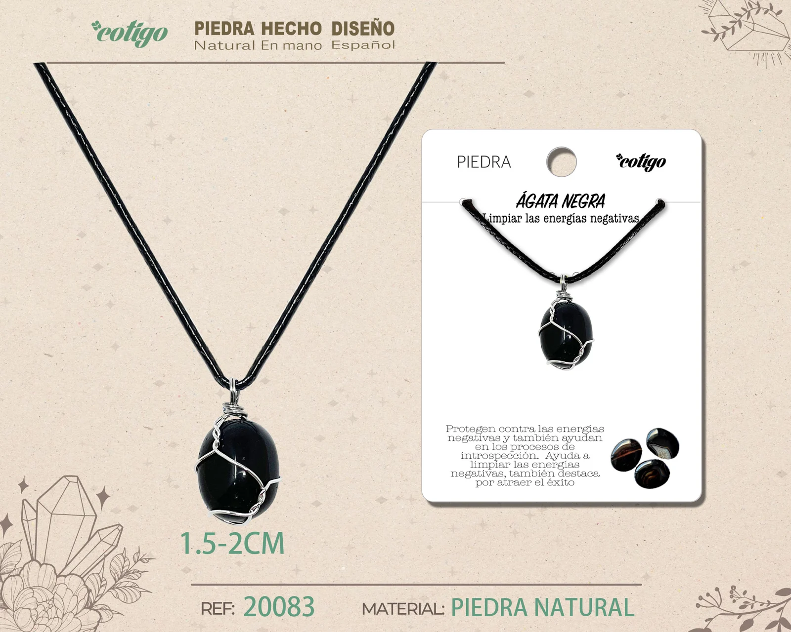 COLGANTE PIEDRA NATURAL- AGATA NEGRA