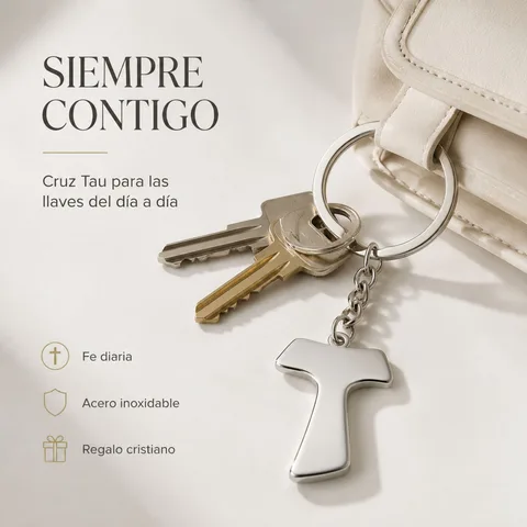 LLAVERO DE CRUZ TAU ACERO