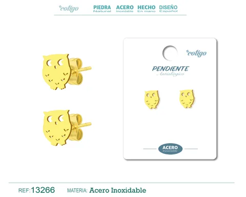PENDIENTE ACERO  INOXIDABLE COLOR DORADO