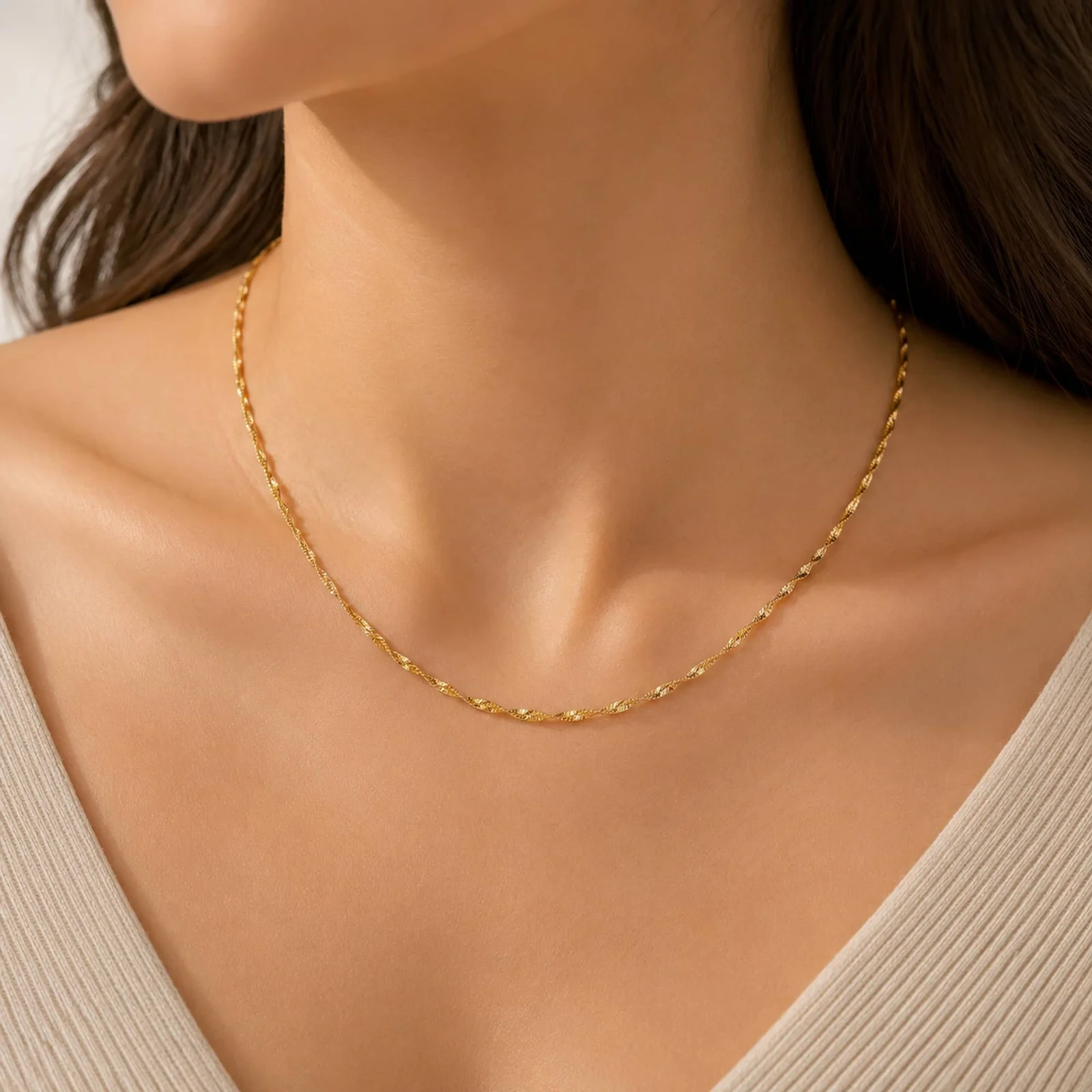 COLLAR DE CADENA ACERO DORADO